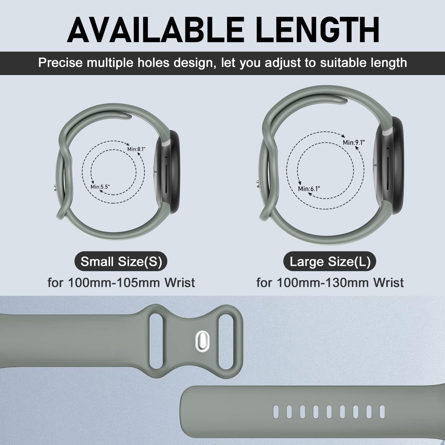 Soft Silicone Strap Compatible with Google Pixel Watch 41mm – Metal Buckle