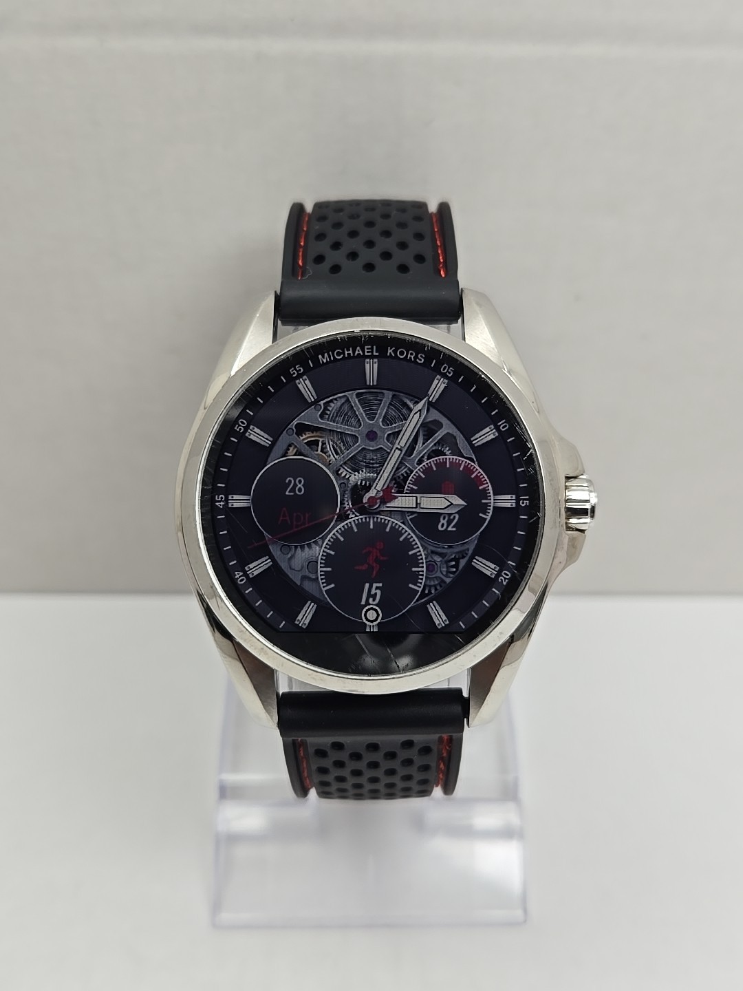 Michael Kors Access Bradshaw MKT5000 DW2C Silver Smartwatch Black Silicone Band