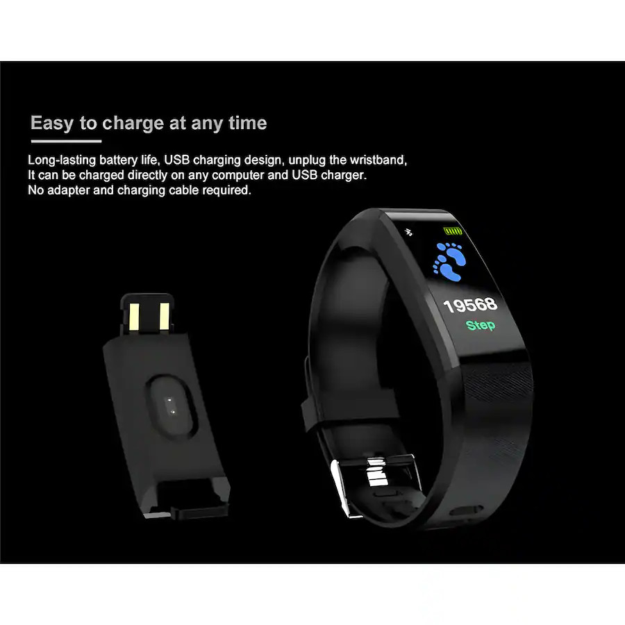 Sports Fitness Tracker Watch Heart Rate Blood Pedometer Tracker BP Monitor