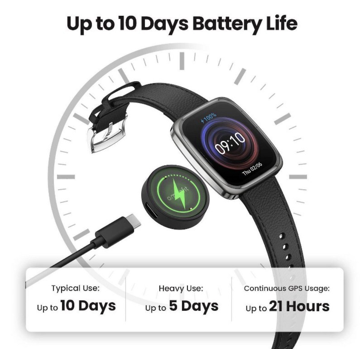Amazfit Active 2 Square Smartwatch- Black Leather