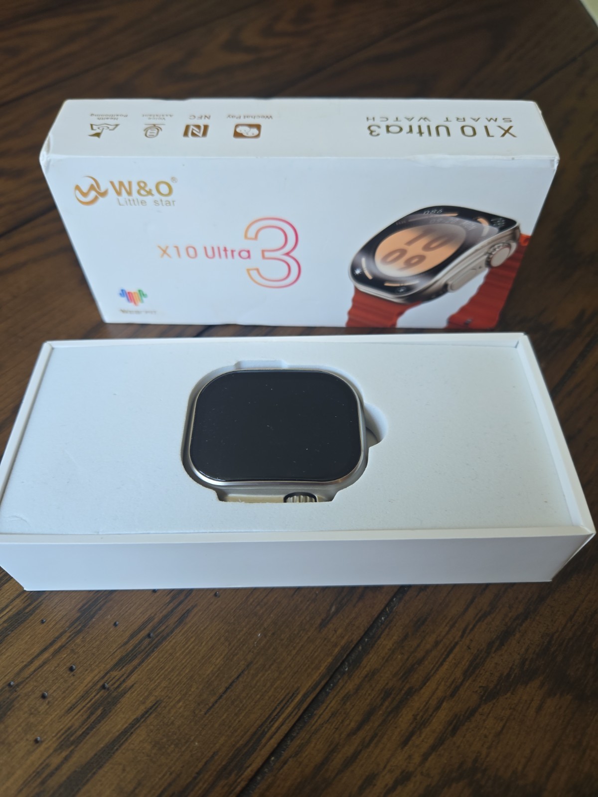W&O X10 Ultra3 Smart Watch 44mm Orange Silicone Band Touchscreen Wechat