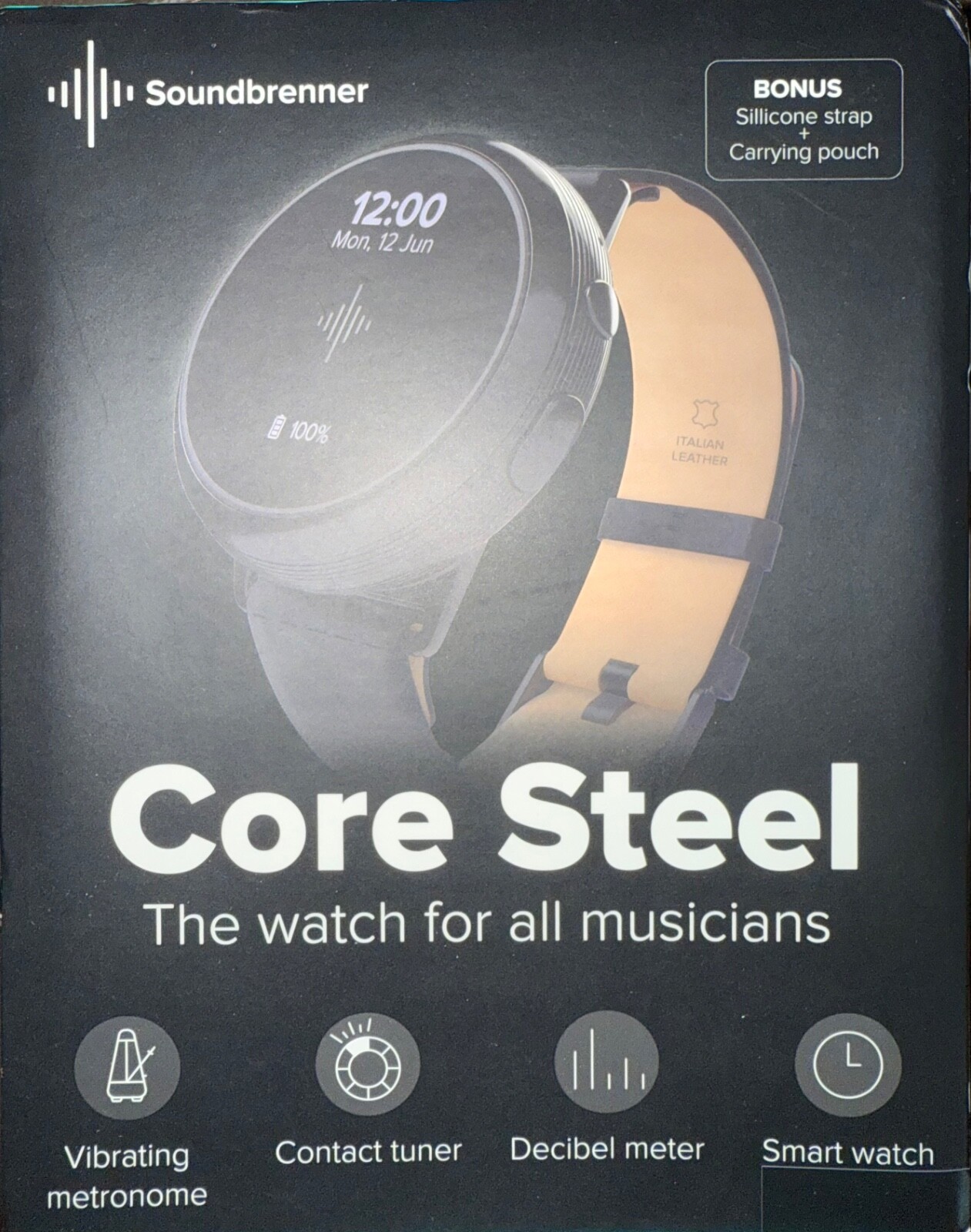 Soundbrenner Core Steel Musician Smart Watch Silicone & Leather Special Edition