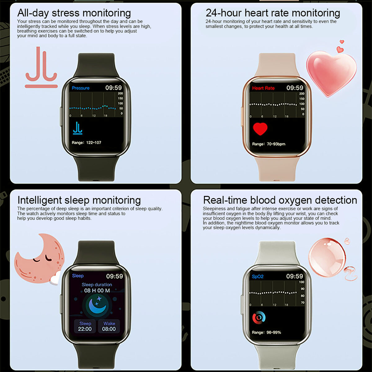 Smart Watch Men Women Fitness Tracker Heart Rate Watches for iPhone Android iOS