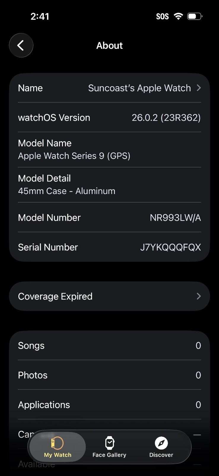 Apple Watch Series 9 (GPS) 45mm Midnight Case & Midnight Sport Band M/L NR993LWA