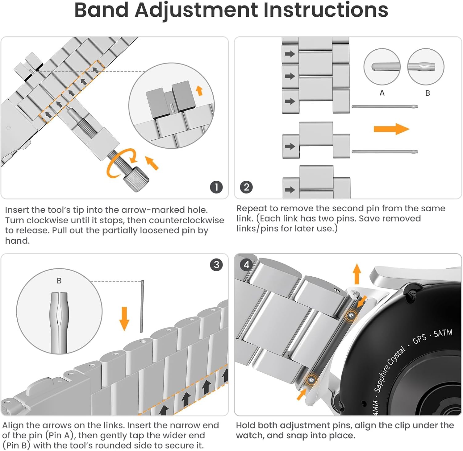 Metal Band for Samsung Galaxy Watch 7 6 5 4 40mm 44mm Elegant Casual Strap