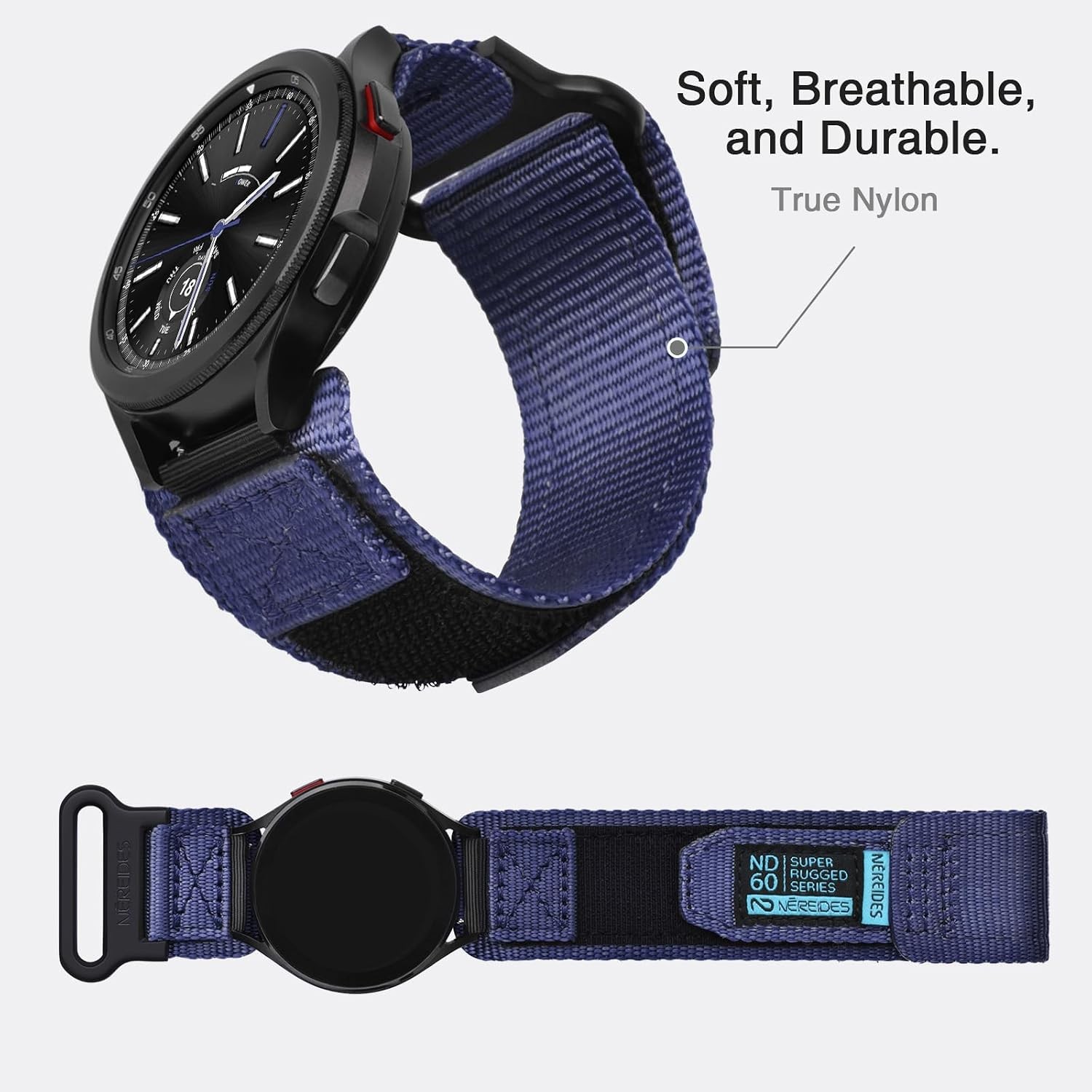 20mm Nylon Sports Strap for Galaxy Watch 7 6 5 4 40mm 44mm, Active 2, Purple