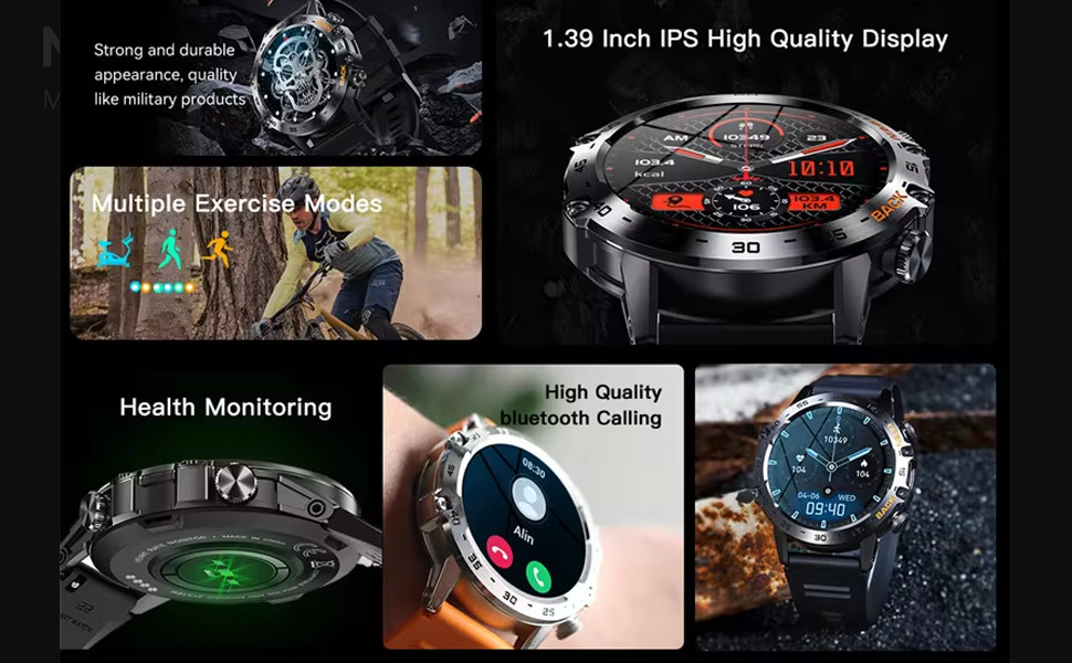 Military Smartwatch Men Women Bluetooth Answer/Make Call Android iOS IP68 Water