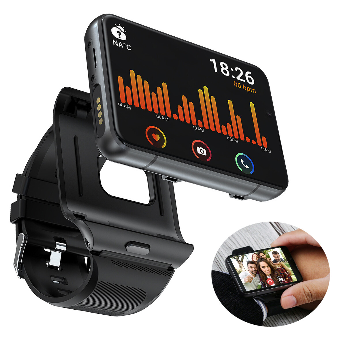 4G Smart Watch Dual Camera WiFi Unlocked Phone RAM 4G + ROM 64G for Android iOS
