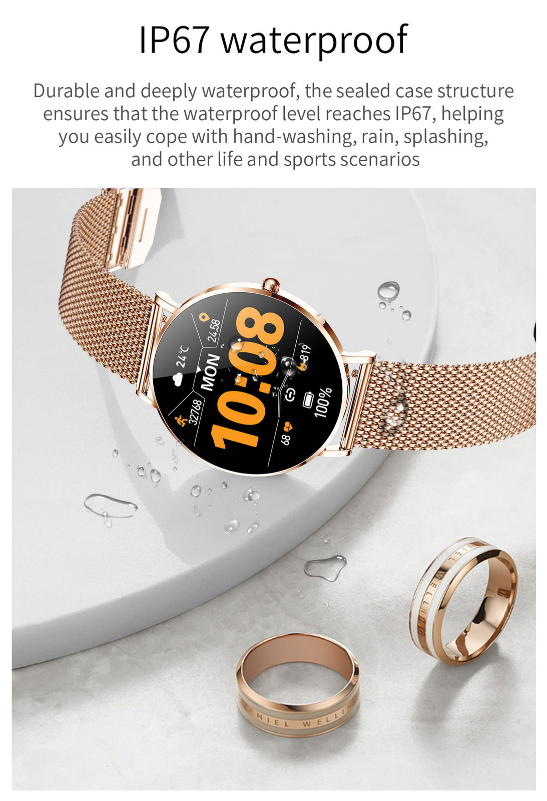 AMOLED Smart Watch Women for Android & iPhone, Fitness Watch with Bluetooth Call