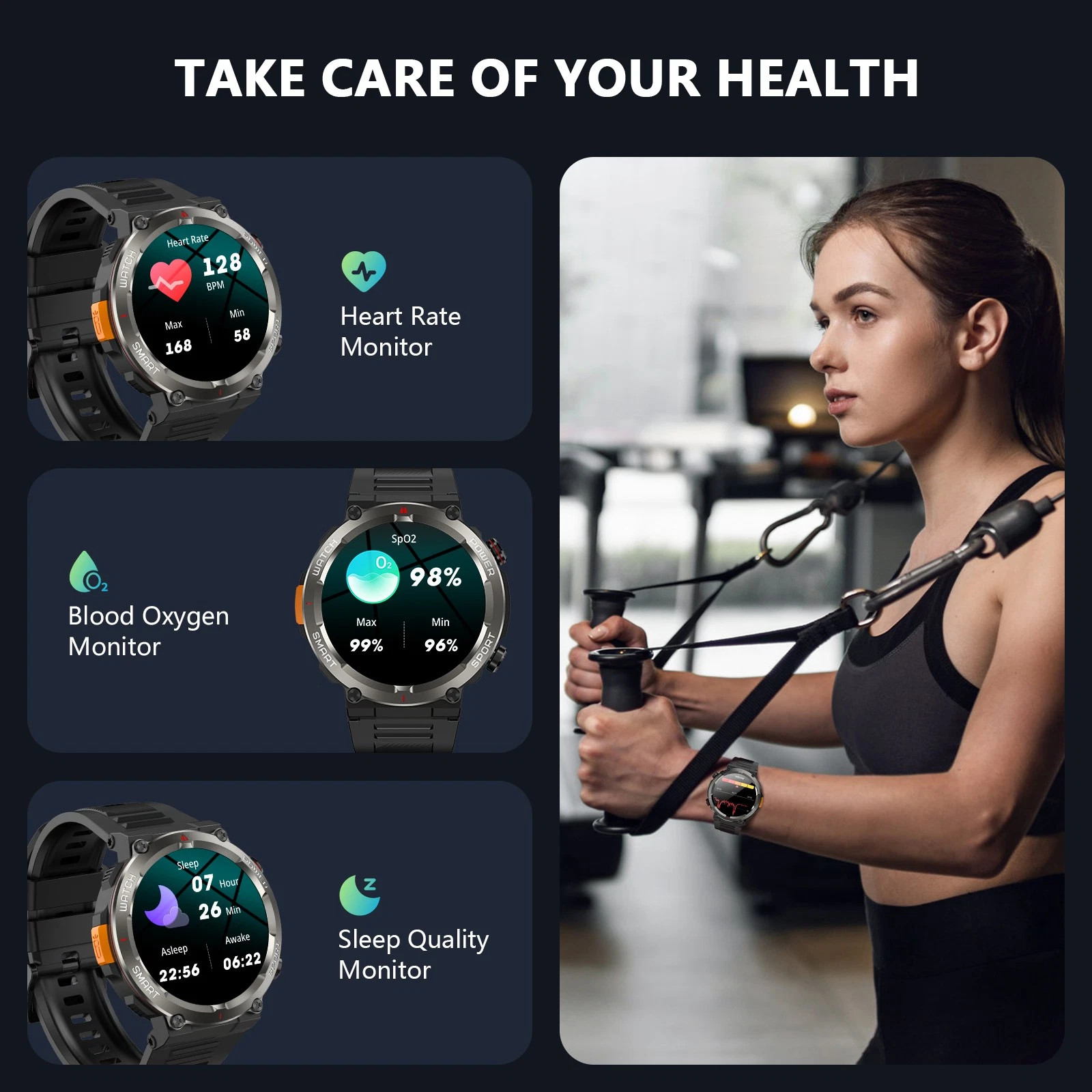 Military Smart Watches for Men (Answer/Make Calls) 2.01” Fitness Smart Watch
