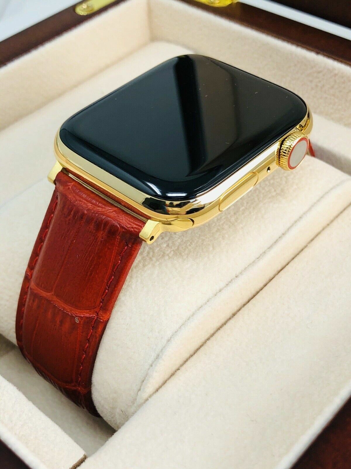 24K Gold Plated 45MM Apple Watch SERIES 9 Stainless Steel Red Band GPS LTE O2