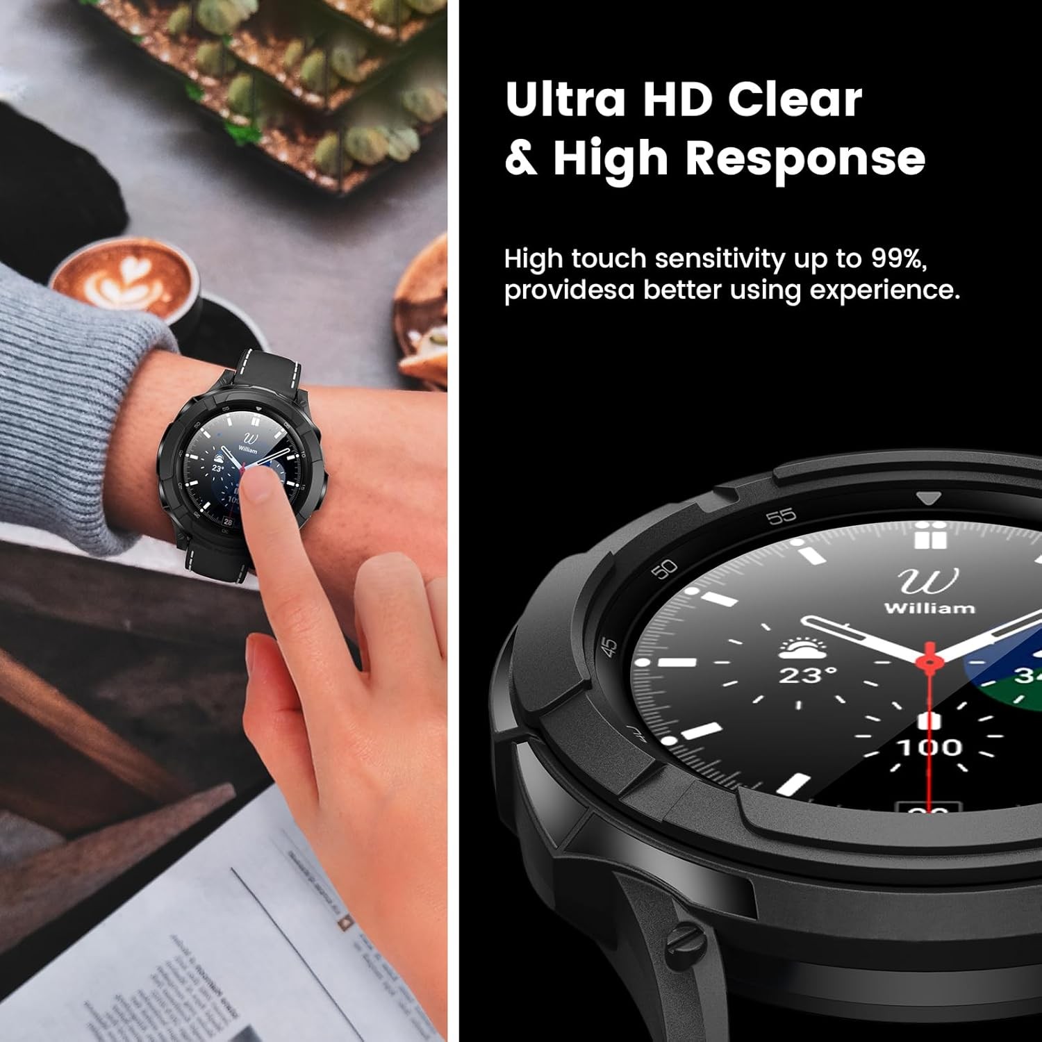 3 in 1 Accessories Rugged TPU Armor Bumper Case for Galaxy Watch 4 46mm