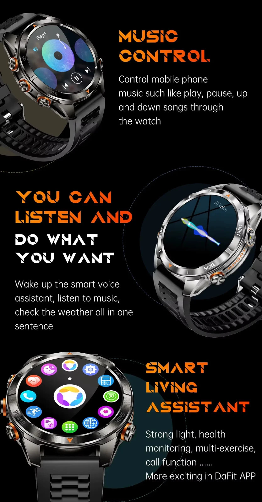 Smart Watch 1.46″ HD Military Style Xmas Gift Call Tracker Sport Fitness 515mAh