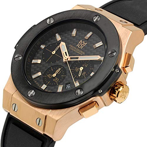 HYAKUICHI 101 No.8 100m water resistant rubber strap black x pink gold