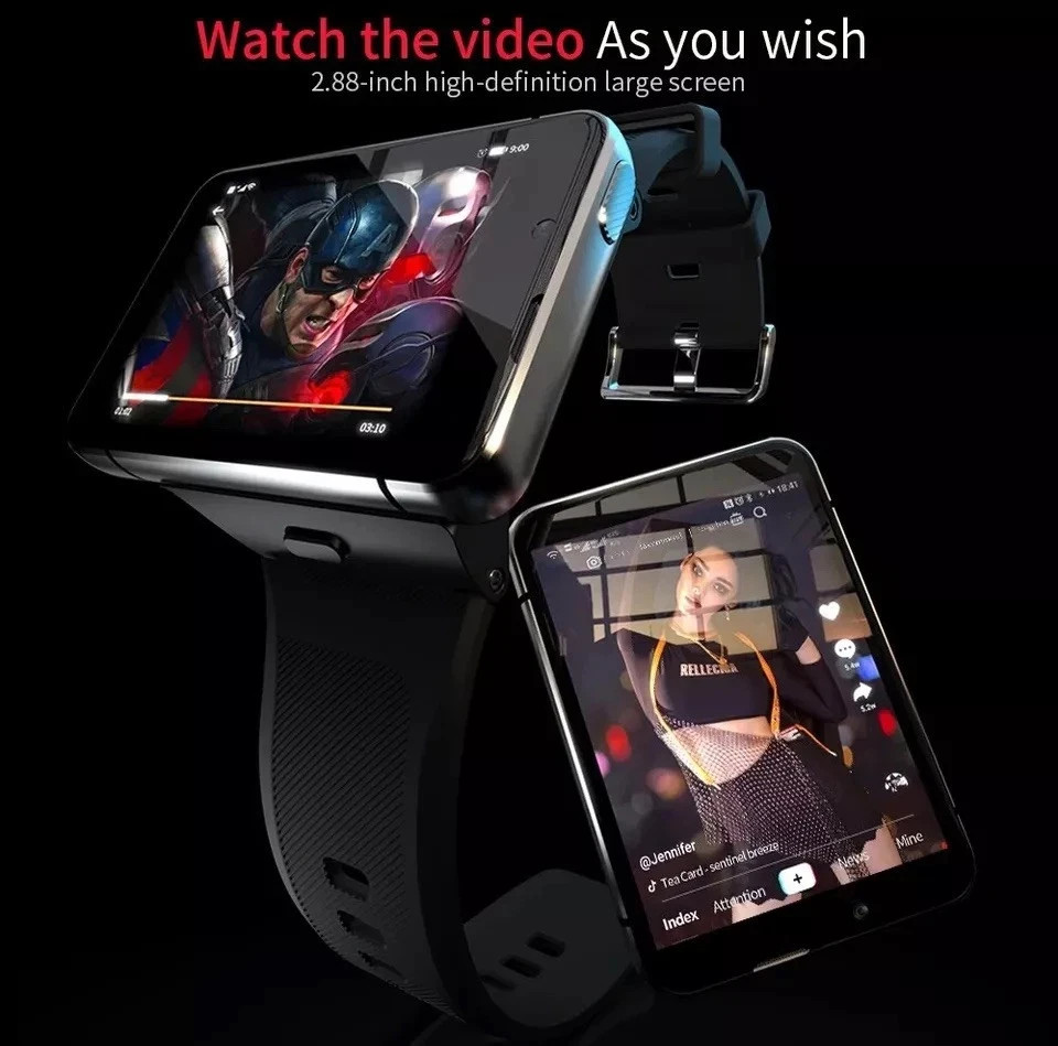 2.88″ Touch Screen 4G Smart Watch 9.0 Dual Camera 4GB+64GB Android/iOS
