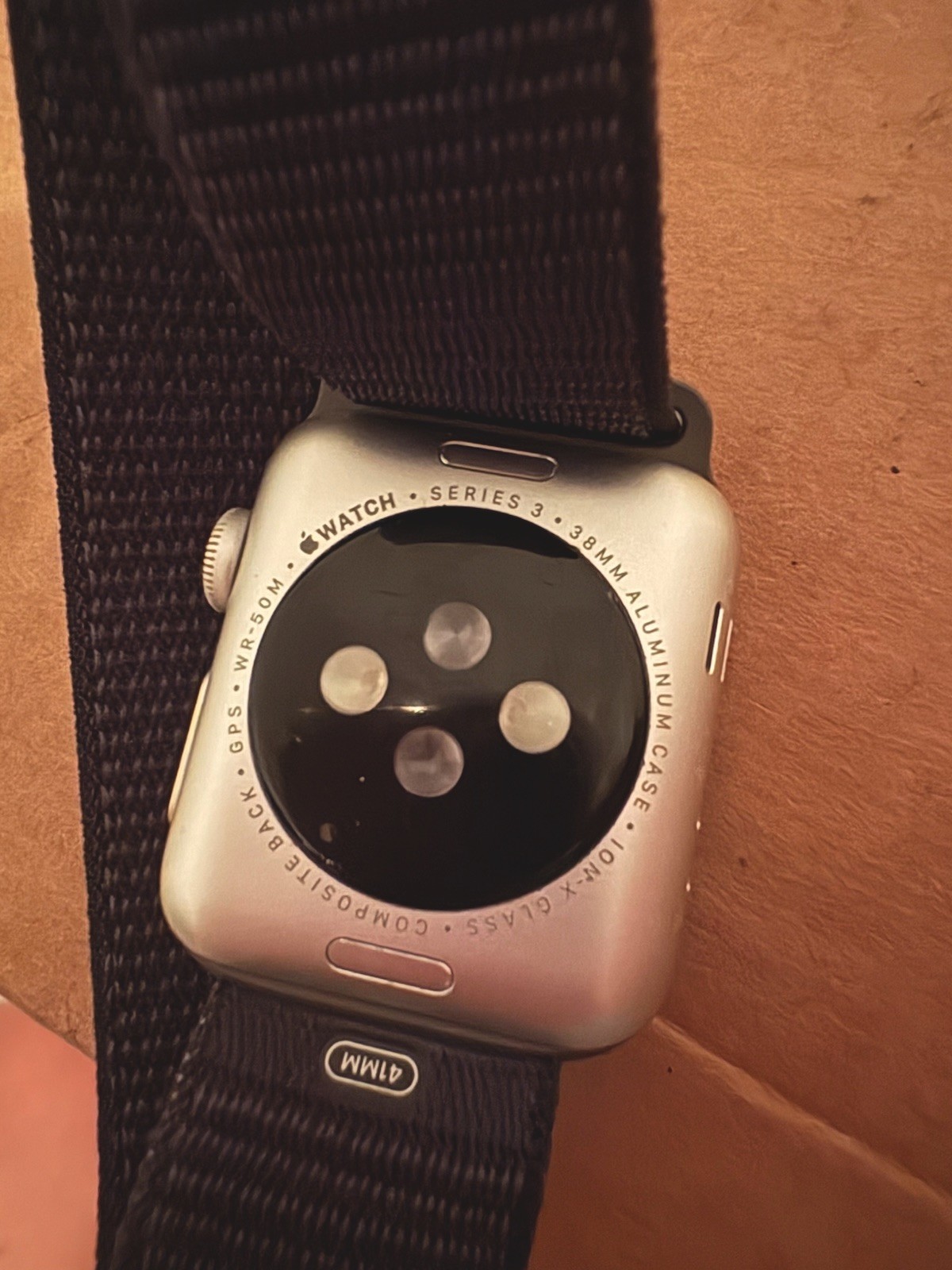 Apple Watch Series 3 38mm Silver Aluminum GPS Smartwatch Black Nylon Band