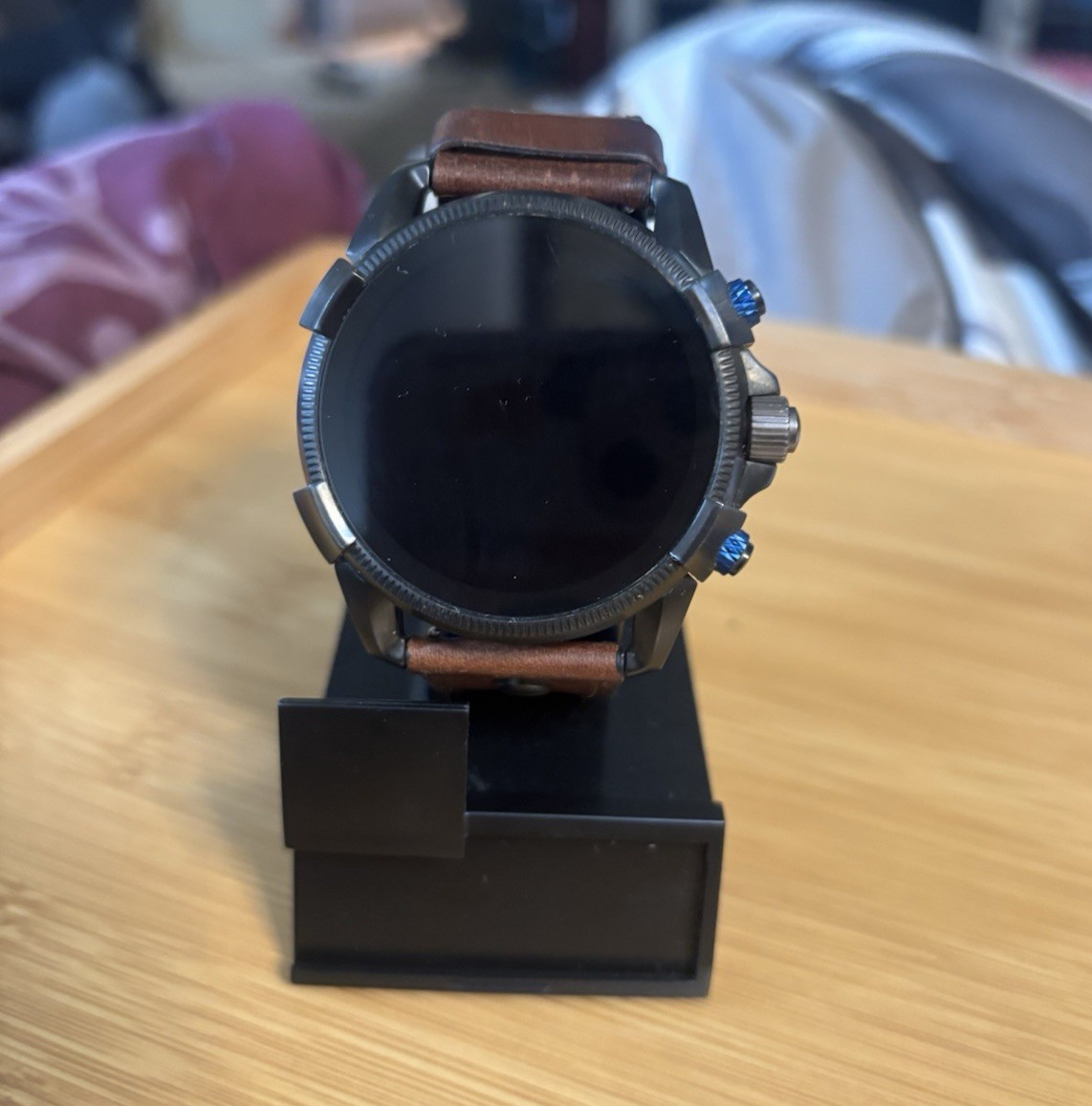 Diesel On Full Guard 44mm Black Stainless Case Brown Leather Band Wear OS