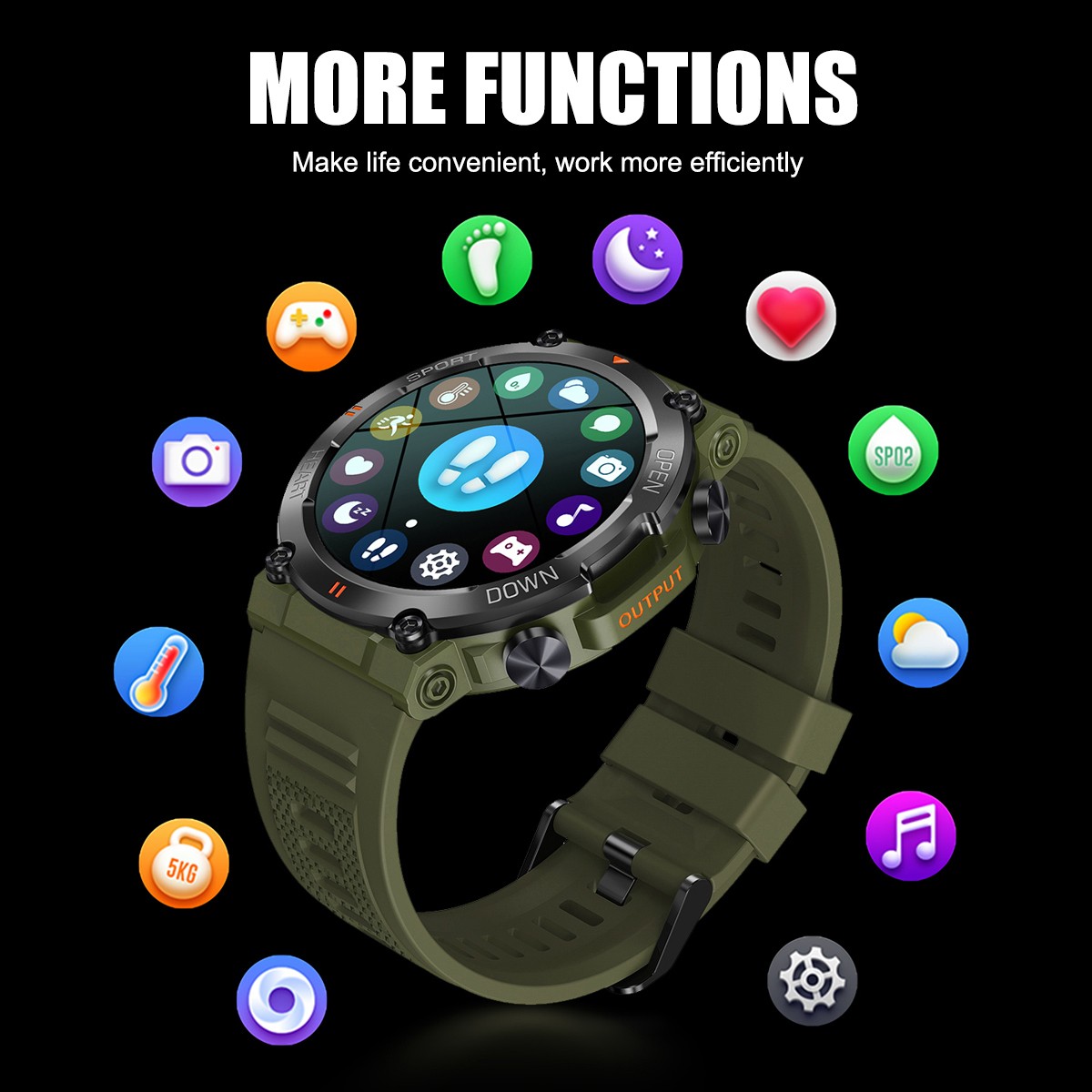 ​1.39 In Smart Watch Bluetooth Call Heart Rate Blood O2 Monitor Fitness Tracker