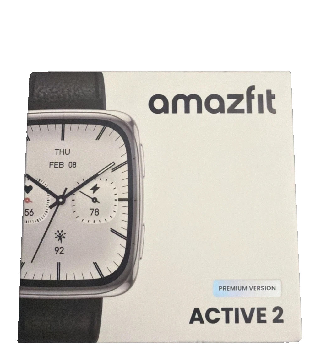 Smart Watch Amazfit Active 2 Premium Square Leather Strap – Brand New SEALED NIB
