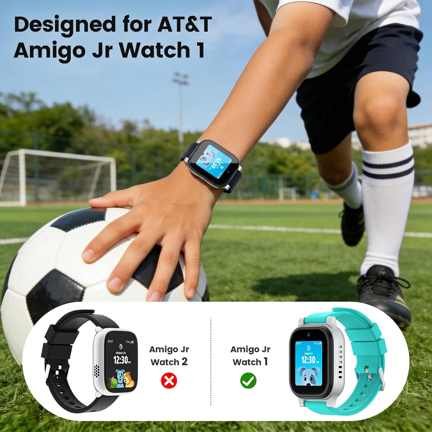 3 Pack Bumper Case For AT&T Amigo Jr Watch Scratch-Resistant Tempered Glass