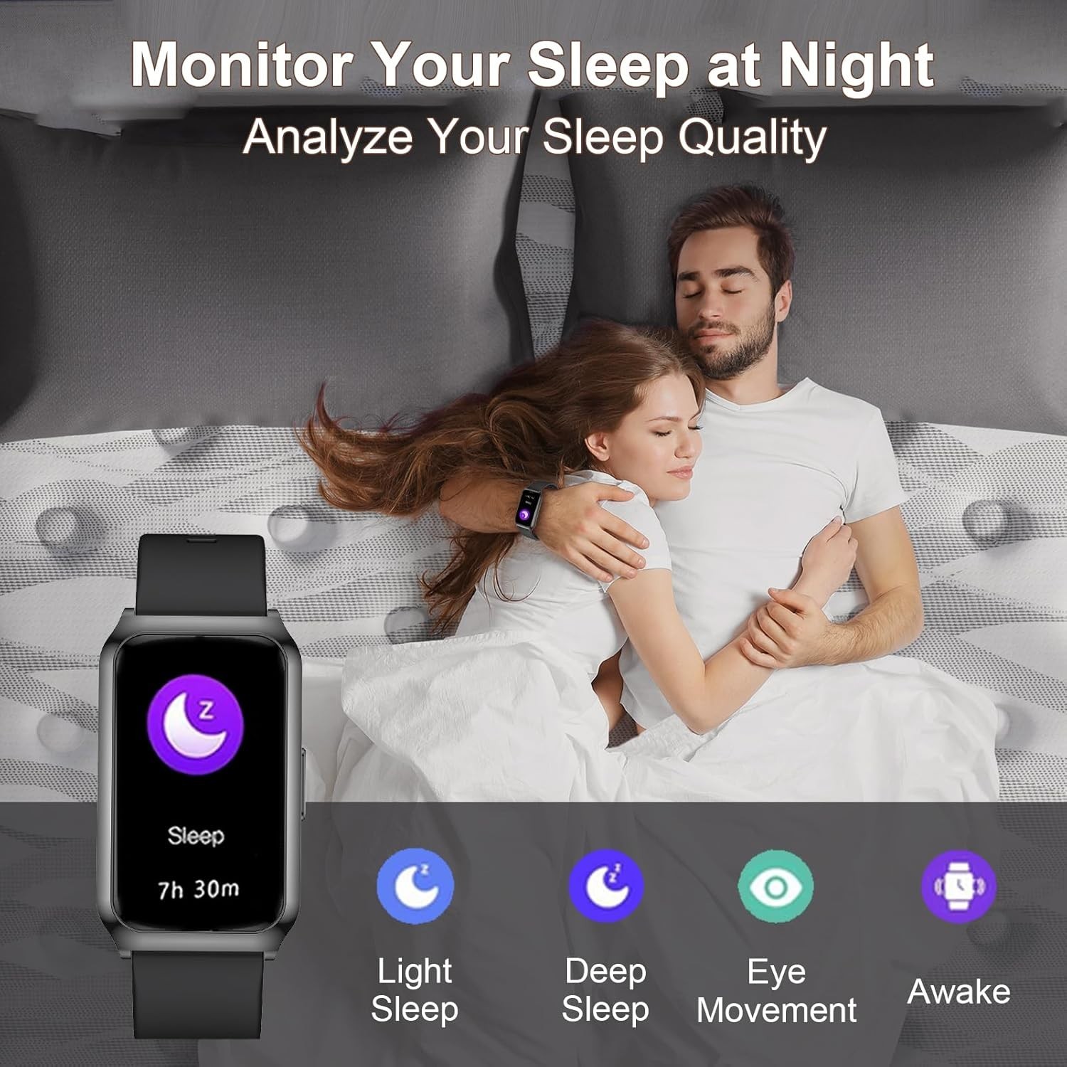 Casual Style Smart Watch for Men Women with 200 Watch Faces and Sleep Monitor