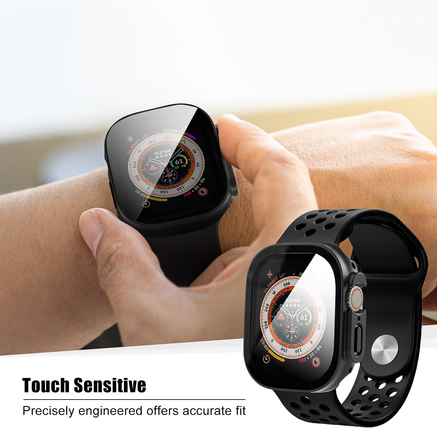 2 Pack Privacy Case for Apple Watch Ultra 1/2 49mm with Tempered Glass Protector