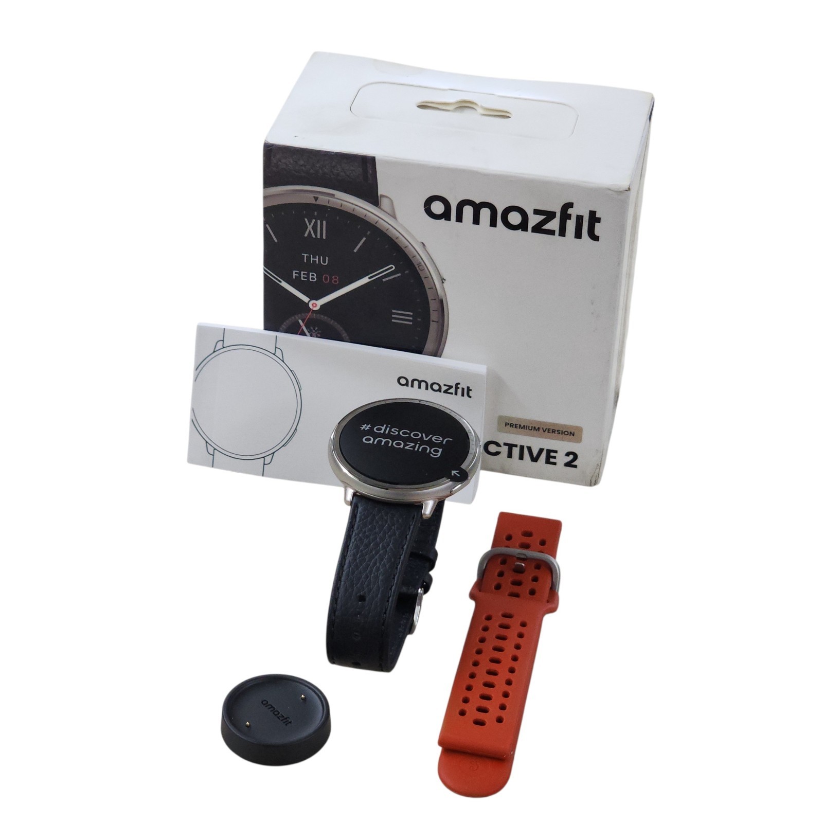 Amazfit Active 2 Premium Smart Watch Fitness Tracker Round With Extra Lava Band