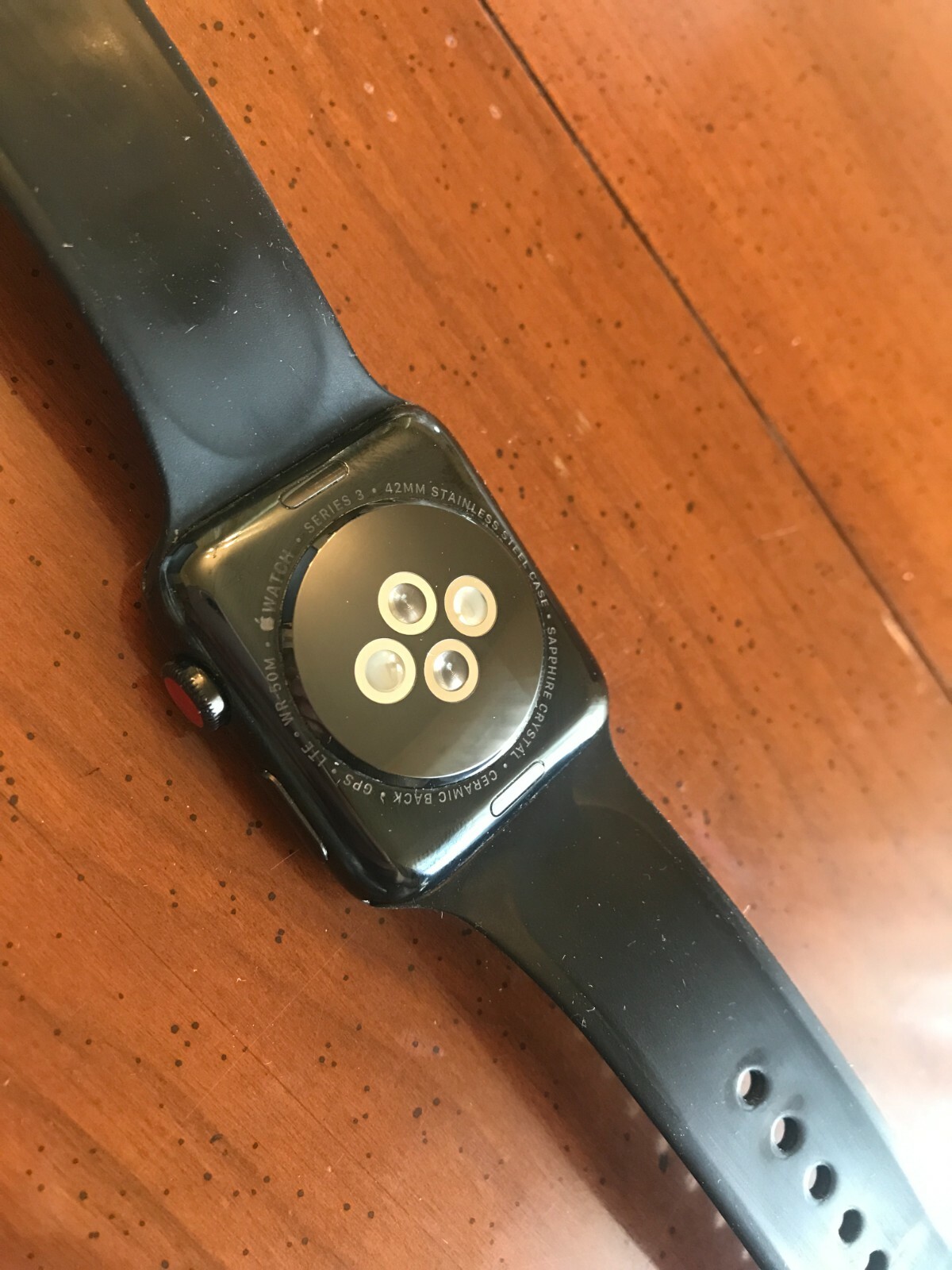 Apple Watch Series 3 42mm Stainless Steel & Black Sport Band Smartwatch GPS/LTE