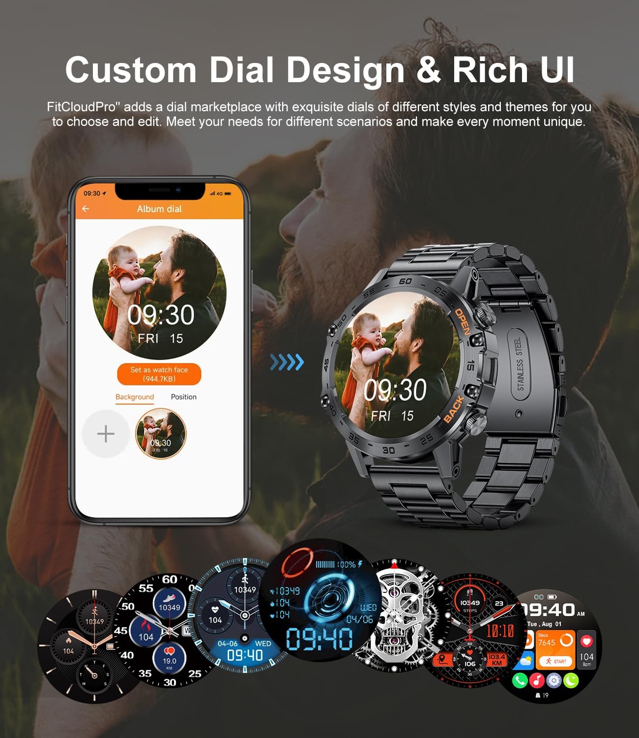 Military for Men(Answer/Dial Calls),100 Sports Modes, 5ATM Waterproof Fitness…