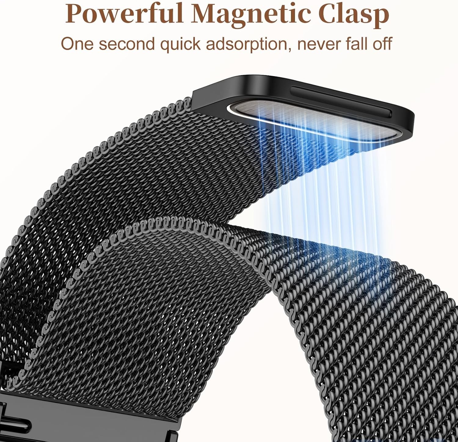 Black Milanese Loop Magnetic Stainless Steel Band for Apple Watch 40mm 41mm