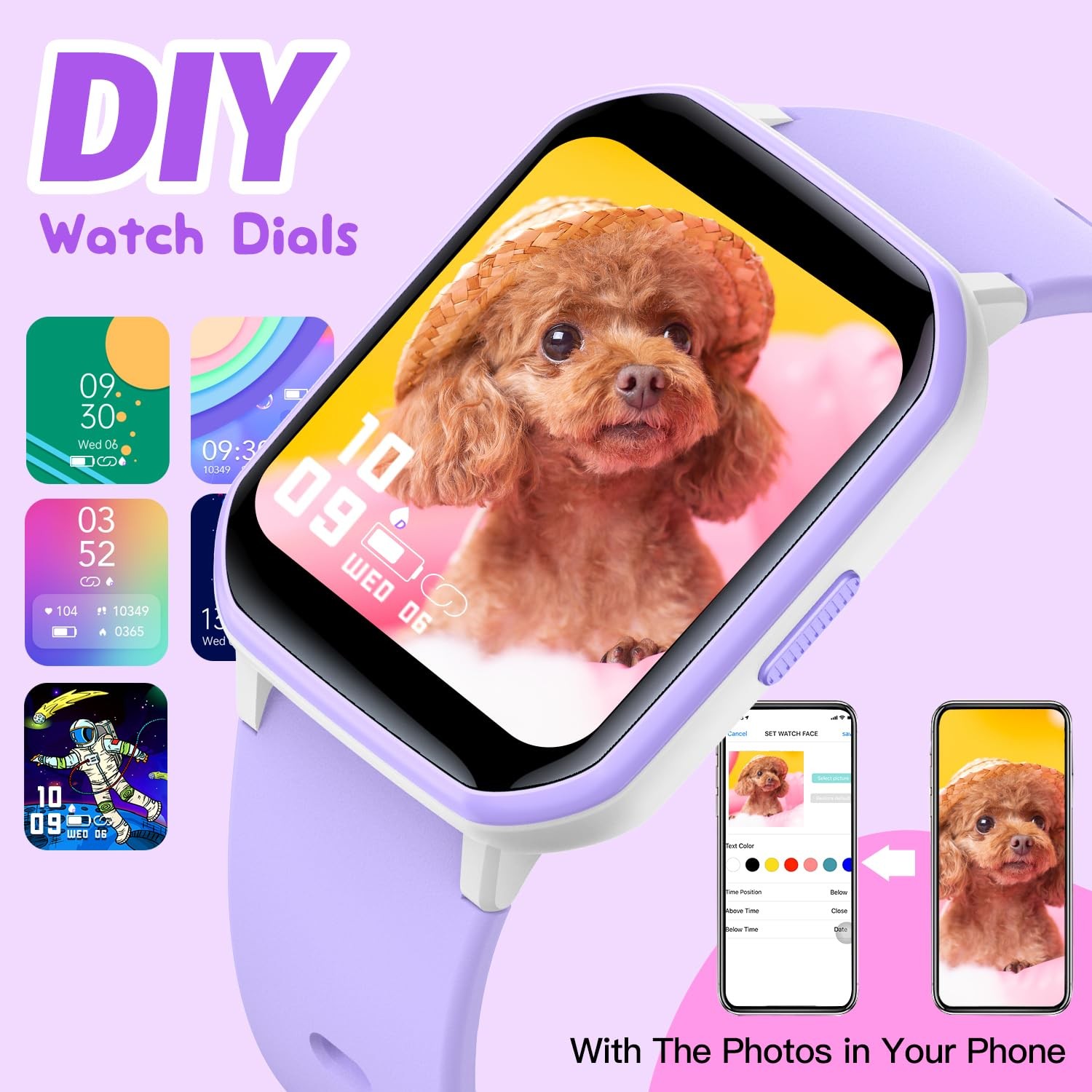 for Girls,IP68 Waterproof Fitness Tracker Watch with 1.5 Inch DIY Face,Heart …