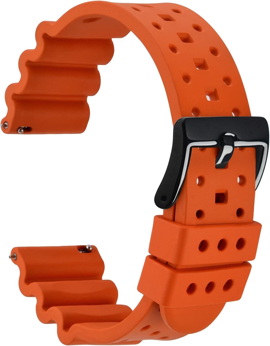 24mm FKM Rubber Strap Compatible with Men’s Watches, Black Buckle