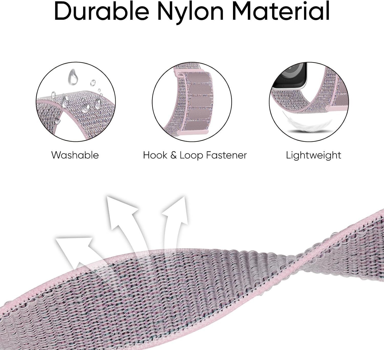 6 Nylon Loop Bands for Apple Watch Series 7 44mm – 6 Pack Sport Straps Set