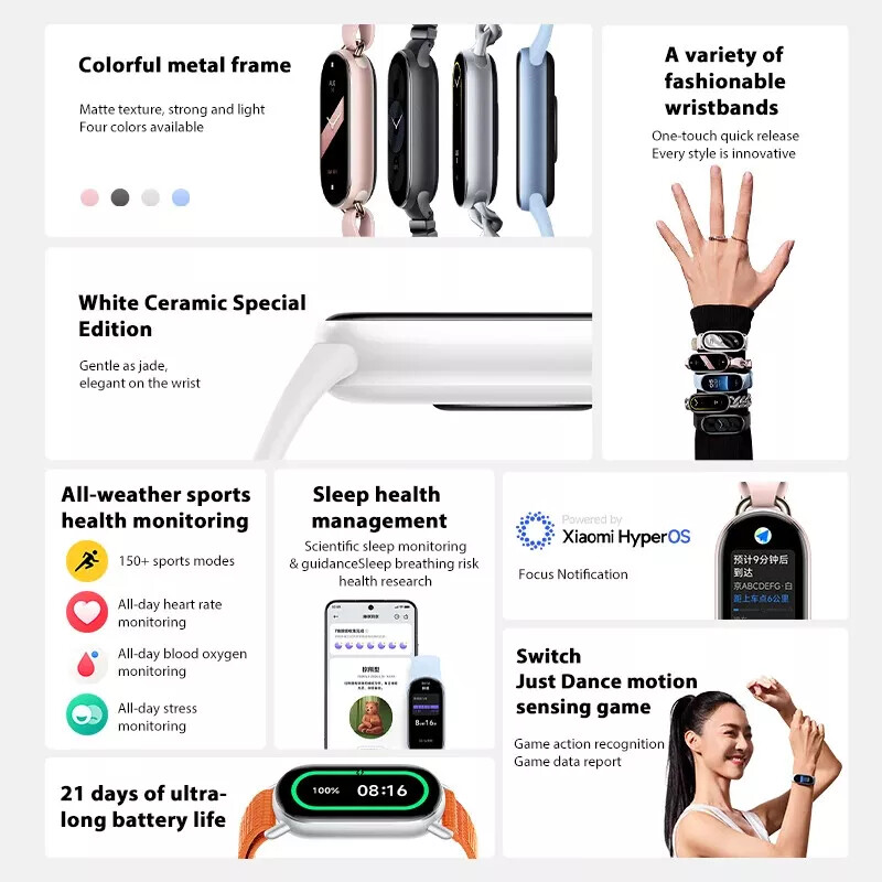 Xiaomi Mi Band 9 AMOLED Smart Bracelet Wristband 21 Days Battery Life official