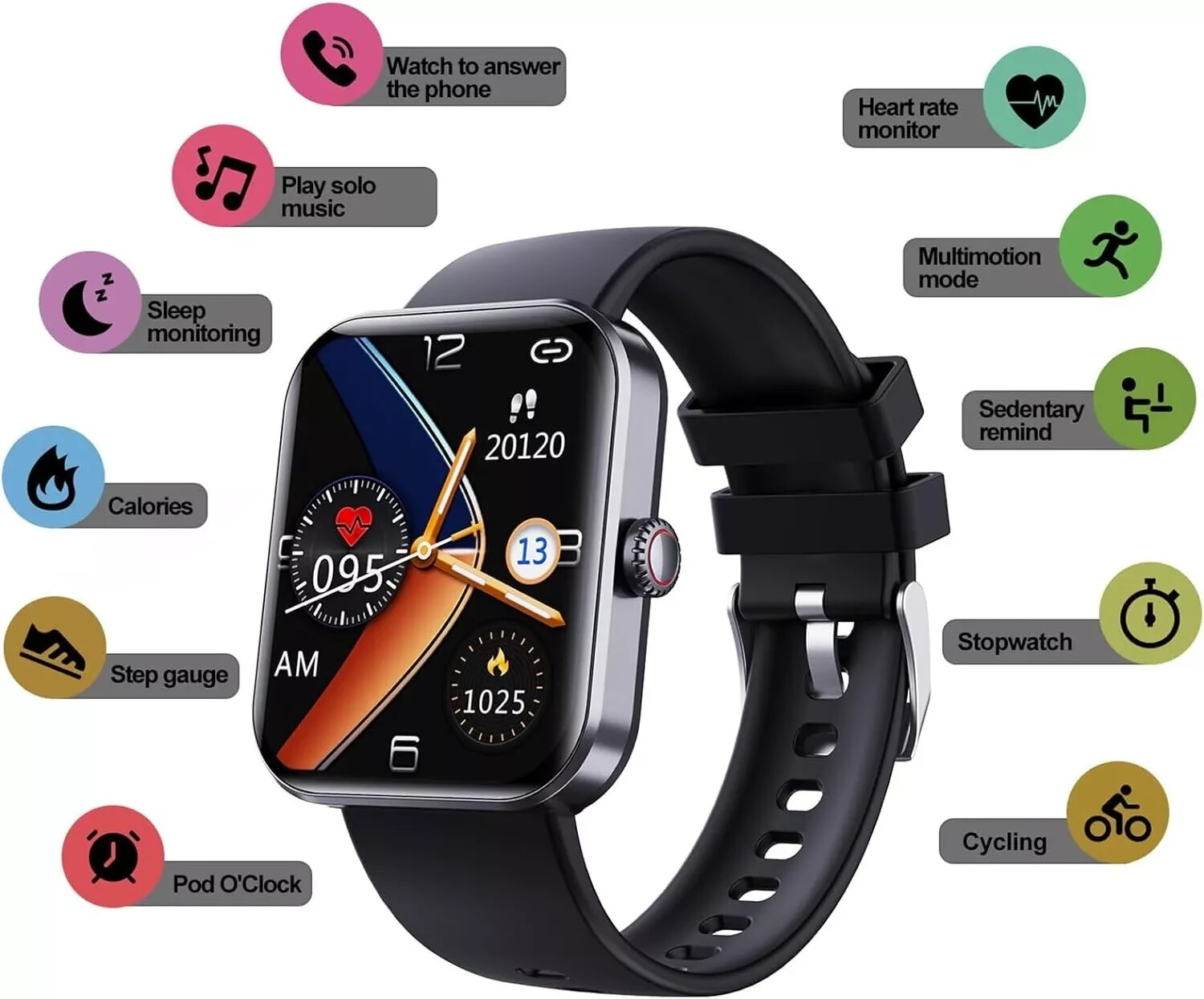 Smart Watch Women Men with Blood Pressure, Blood Oxygen Monitor Fitness Tracker