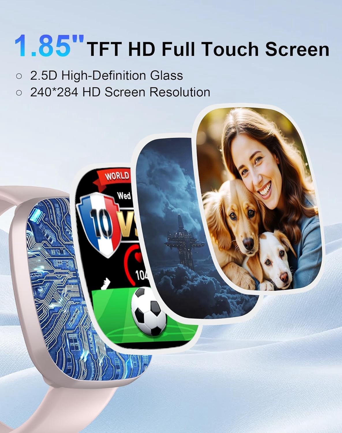 Smart Watch for Women Men, 1.85″ HD with 120 Sports Modes, 5.3 Bluetooth Call, 2