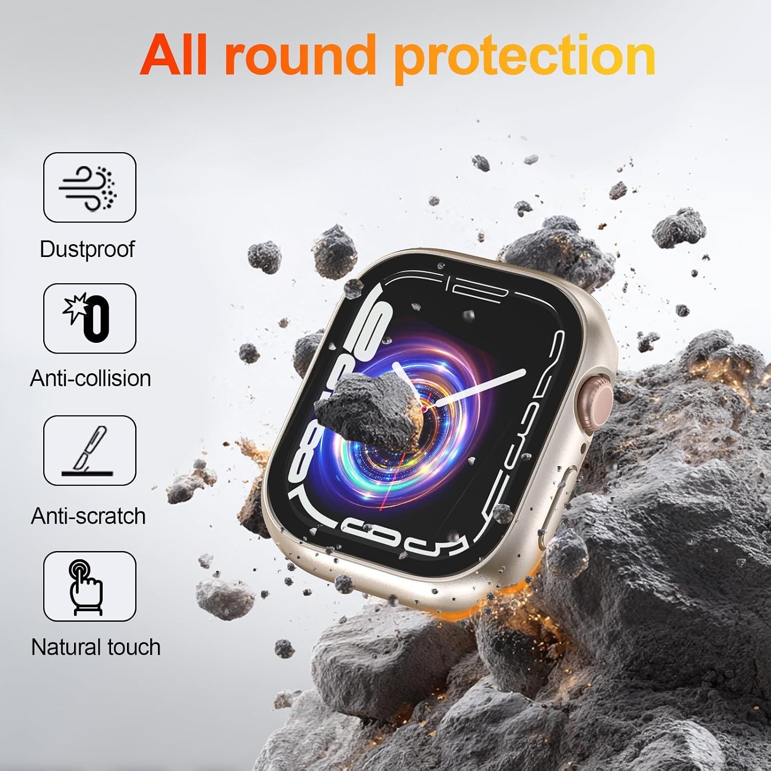 2 Pack Lightweight Bumper Case with HD Tempered Glass for Apple Watch Series 10