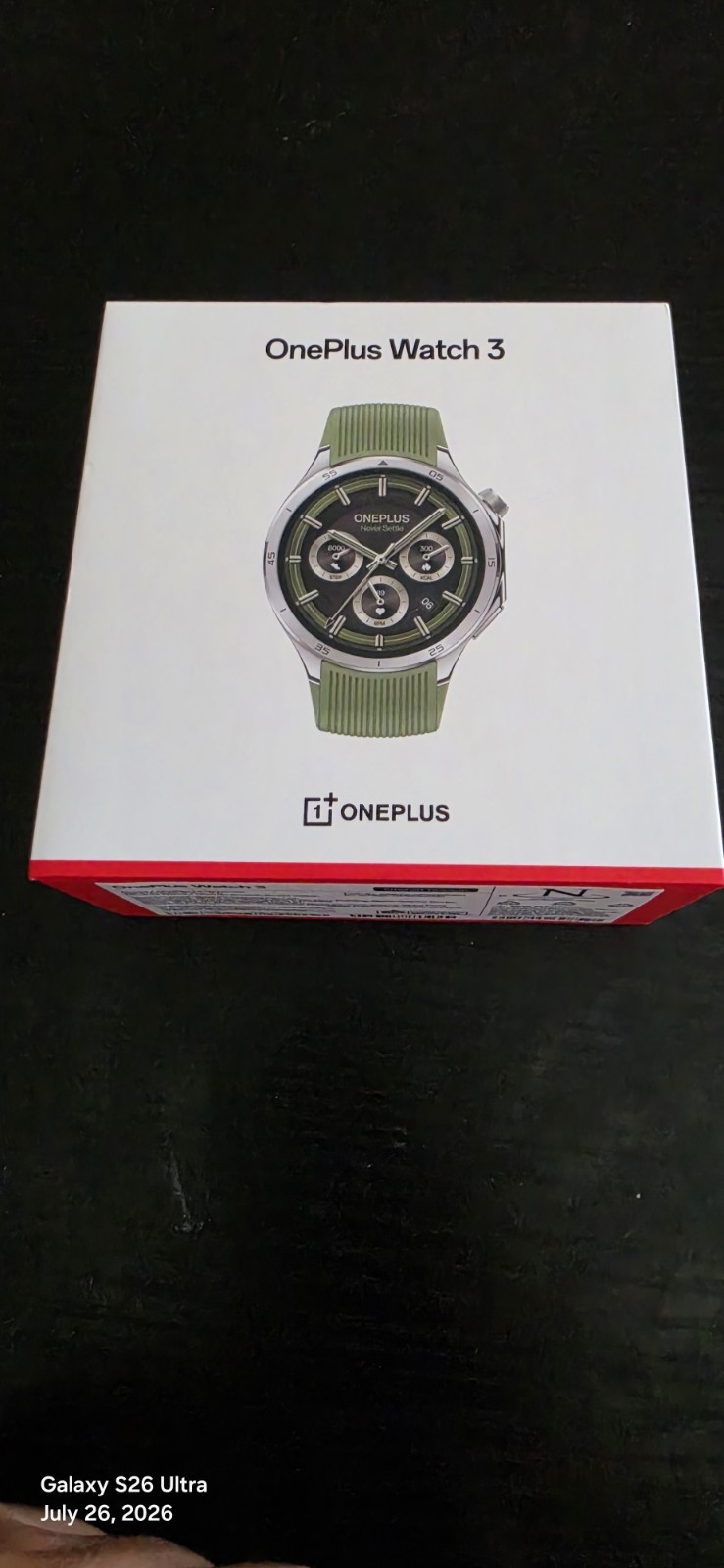 OnePlus Watch 3 GPS Smartwatch 46mm Silver Stainless Case Green Silicone Band