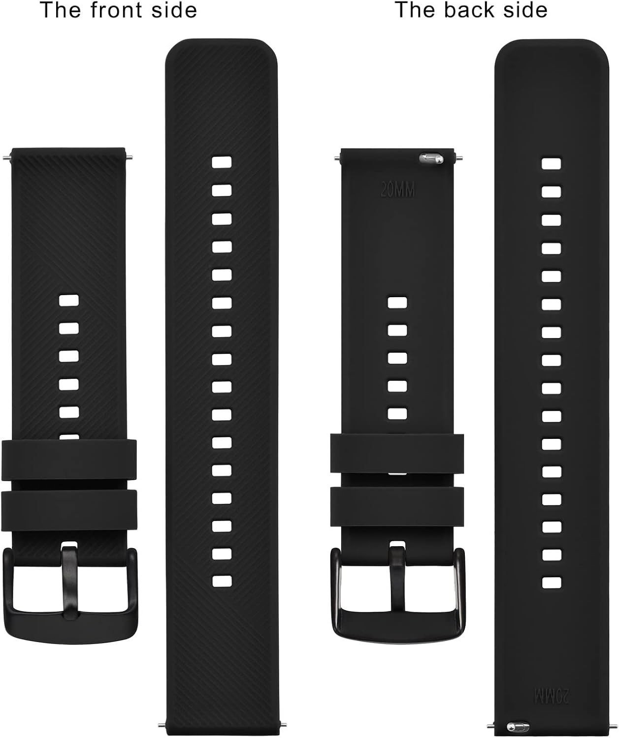 Silicone Watch Strap with Quick Release for 18mm to 22mm Compatible Watches