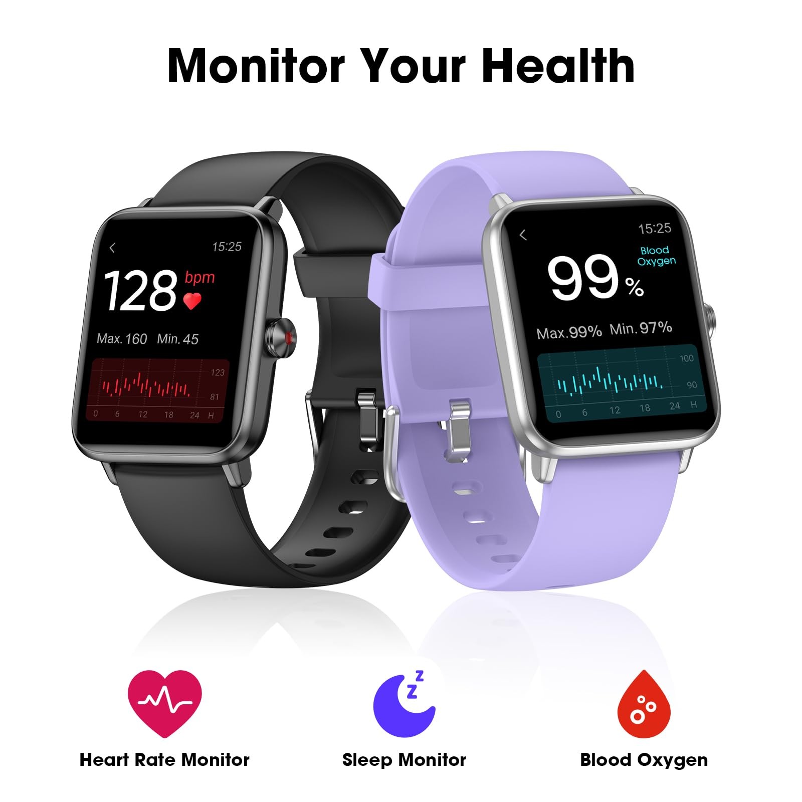 Smart Watch, Fitness Tracker with Heart Rate Monitor, Blood Oxygen, Sleep Tra…
