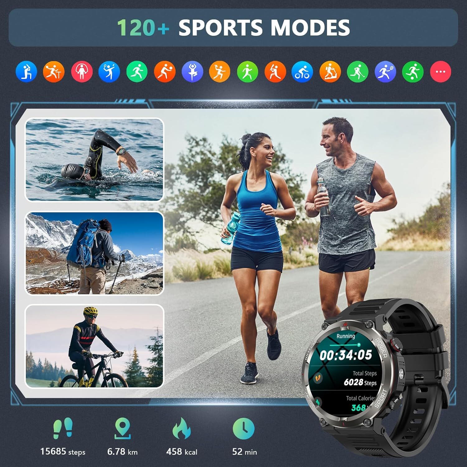 Military Smart Watches for Men (Answer/Make Calls) Heart Rate/Sleep Monitor Gift