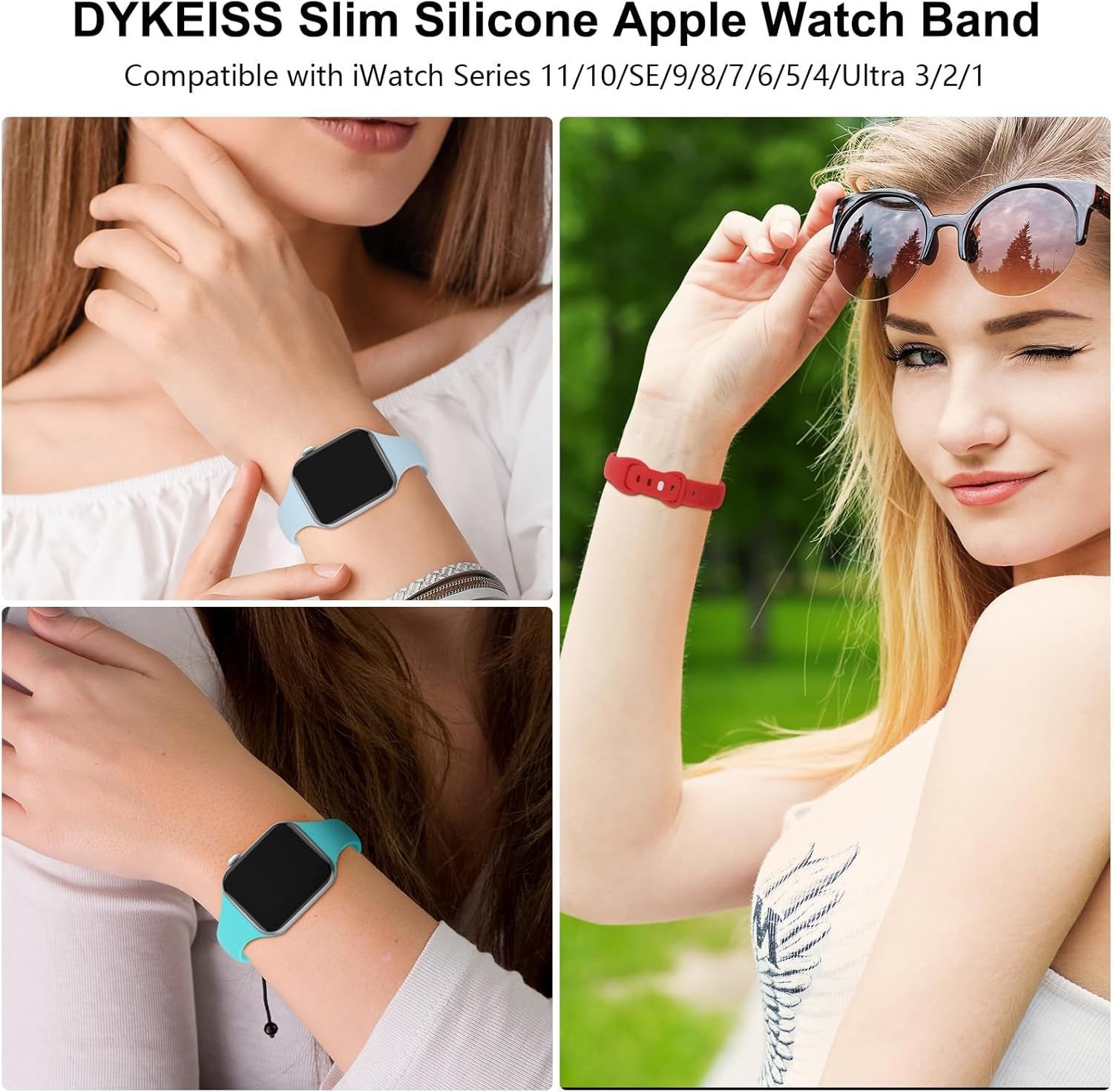 Silicone Slim Band for Apple Watch Series 11, 38mm, 40mm, 44mm – Starlight Color