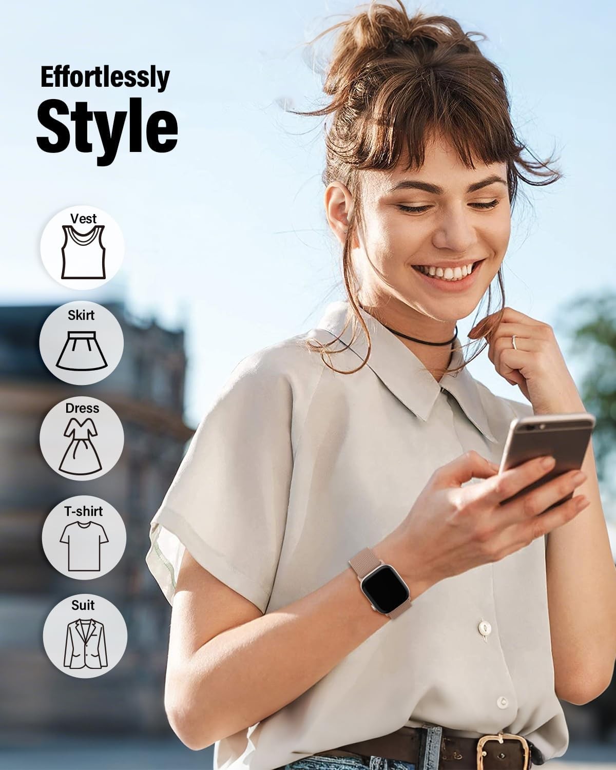 Stretchy Strap Compatible with Apple Watch Series 8 40mm Pink Sand
