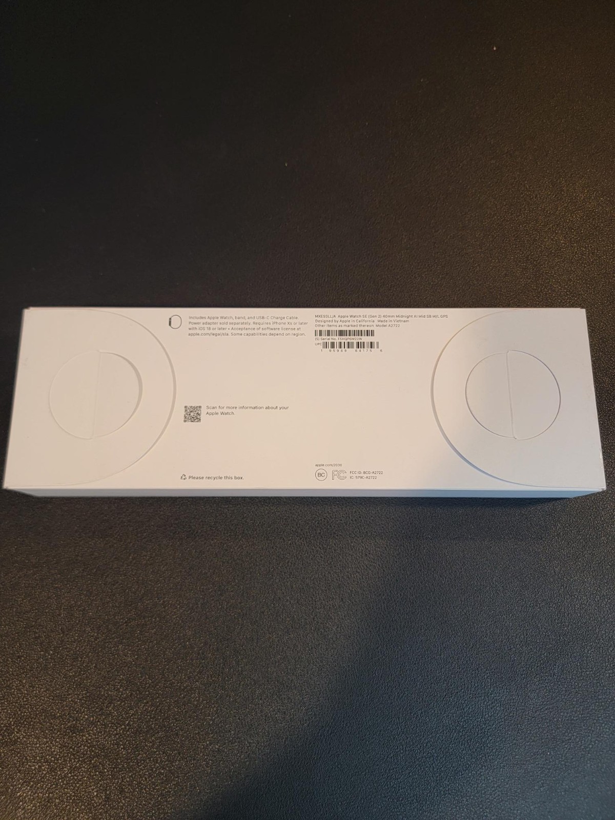 Apple Watch SE Gen 2 Midnight 40mm Touchscreen GPS Smartwatch MXE93LL/A NIB NEW