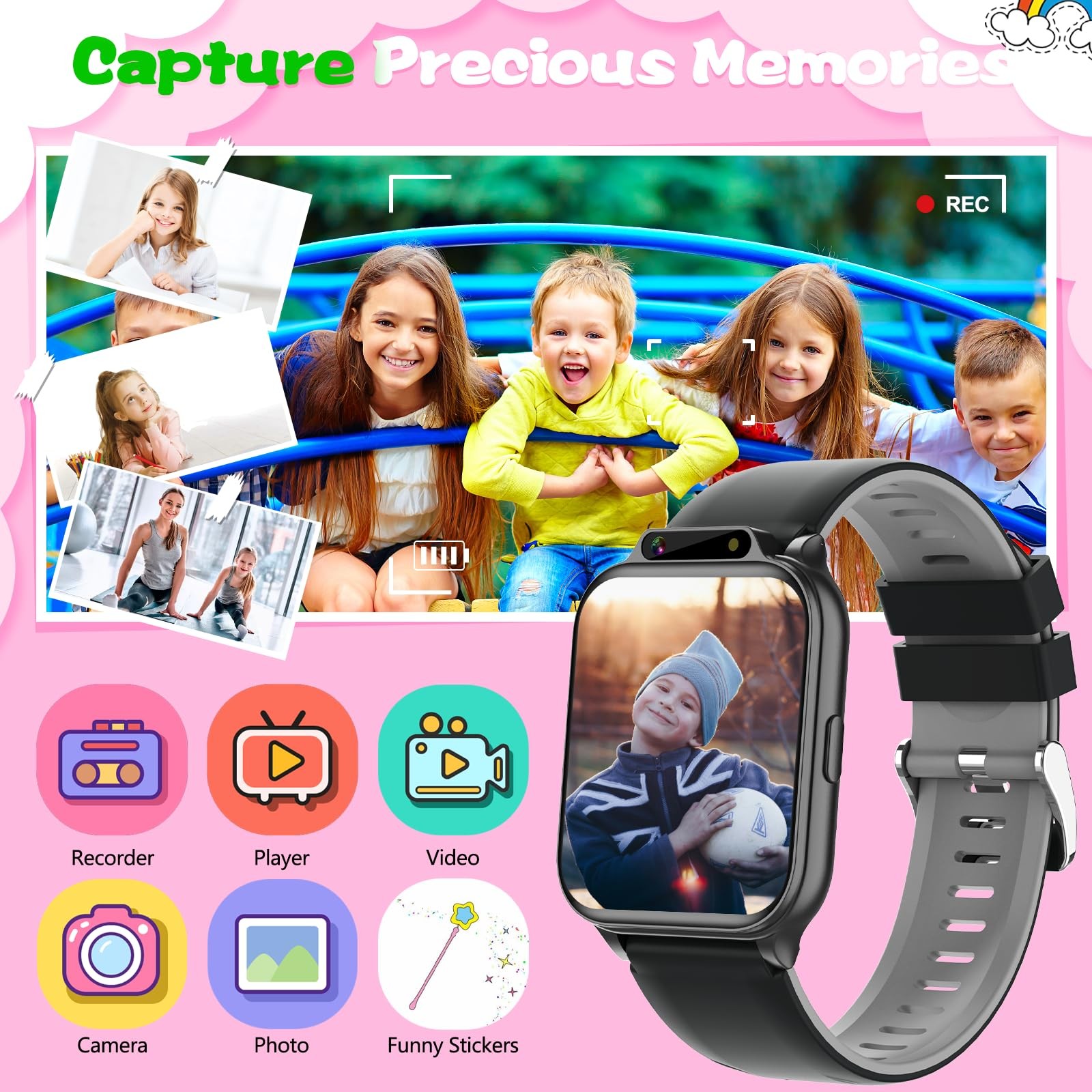 1.85″ Kids Watch, AI(Translation/Q&A/Watch Face/Image Recognition)Smartwatche…