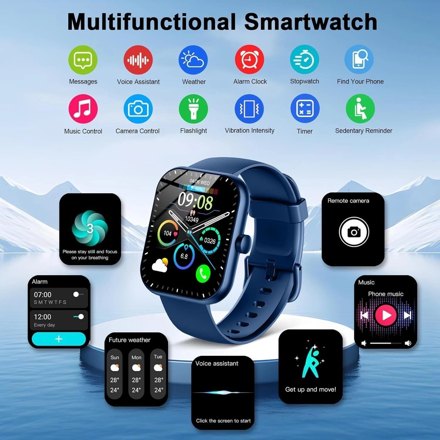 2025 Smart Watch For Men/Women, Waterproof Smartwatch Bluetooth iPhone Samsung