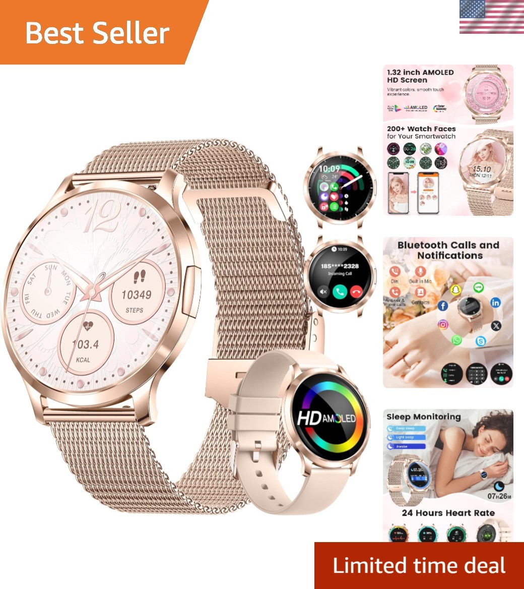Luxury Smartwatch with AI Assistant & Over 70 Sports Modes – Stylish Rose Gold