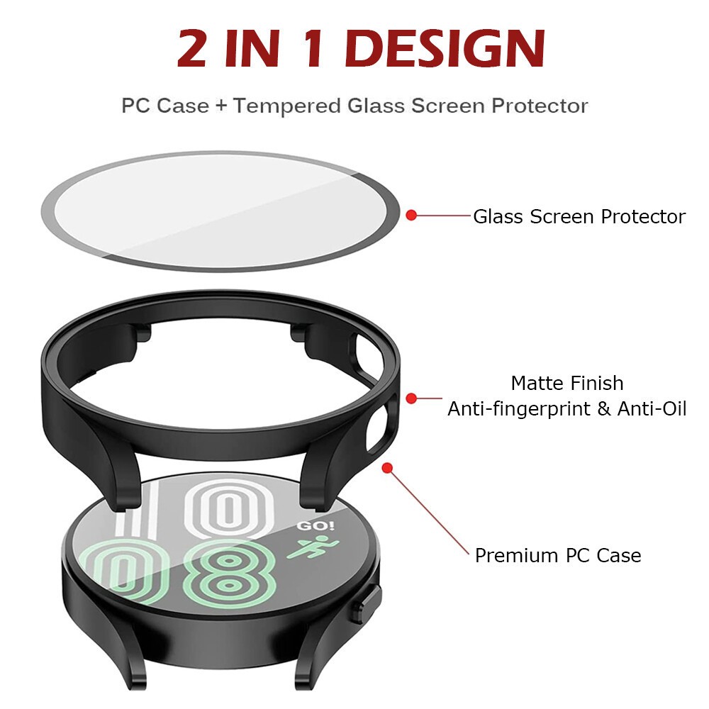 For Samsung Galaxy Watch 8 7 5 4 Hard Case Cover Tempered Glass Screen Protector