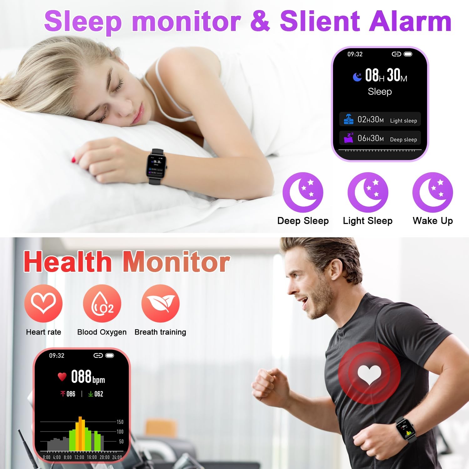 Smart Watch for Men Women Fitness: Waterproof Make Answer Call Running