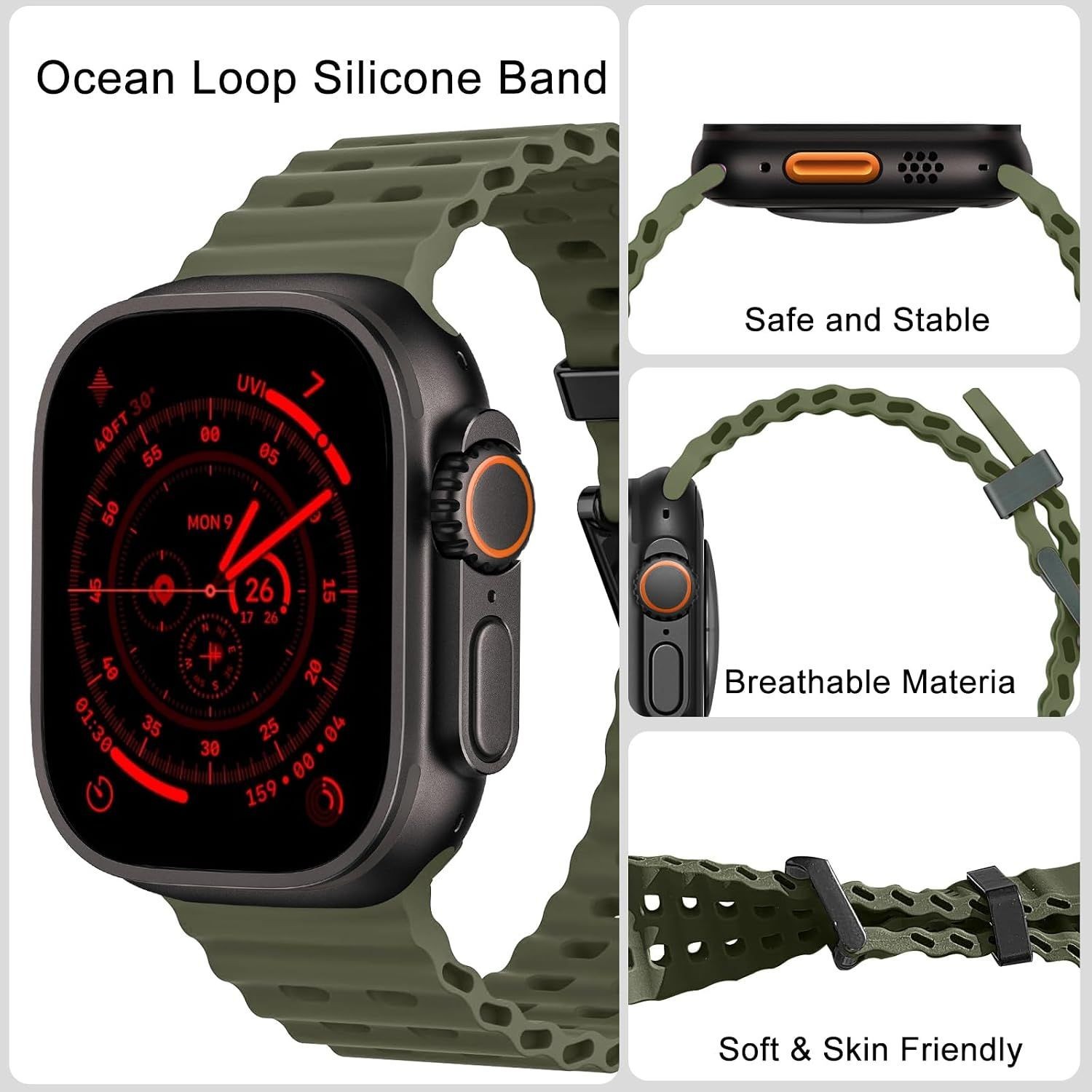 Adjustable Nylon Band with C Hook for Apple Watch Ultra 2 49mm – Compatible Stra